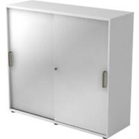 Hammerbacher Schiebetürenschrank Spanplatte 2 Fachböden abschließbar 1.200 x 400 x 1.100 mm Silber, Weiß
