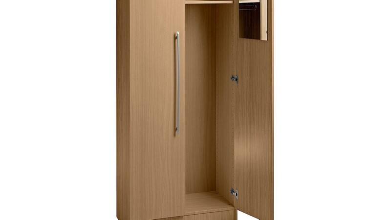 Hammerbacher Matrix Garderobenschrank Melaminharzbeschichtete Spanplatte Nicht abschließbar 800 x 420 x 2.004 x 650 - 850 mm Buche Braun