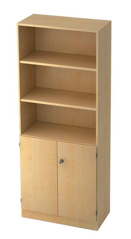 Hammerbacher Matrix Regalschrank MFC (Melaminbeschichtete Spanplatte) 4 Fachböden abschließbar 800 x 420 x 2.004 mm Ahorn Braun