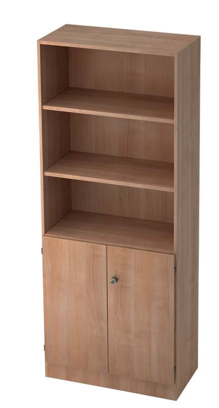 Hammerbacher Regalschrank MFC (Melaminbeschichtete Spanplatte) 5 Fachböden abschließbar 800 x 420 x 2.004 mm Walnuss Braun