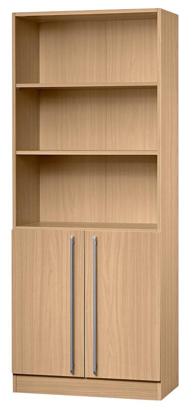 Hammerbacher Matrix Regal Aluminium, Holz, Kunststoff, Spanplatte 4 Fachböden 1.000 x 400 x 2.004 mm Buche Braun