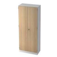 Hammerbacher Matrix Flügeltürenschrank MFC (Melaminbeschichtete Spanplatte) 5 Fachböden abschließbar 800 x 420 x 2.004 mm Eiche Braun, Weiß