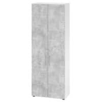 Hammerbacher Schrank Spanplatte 5 Fachböden abschließbar  Beton Weiß