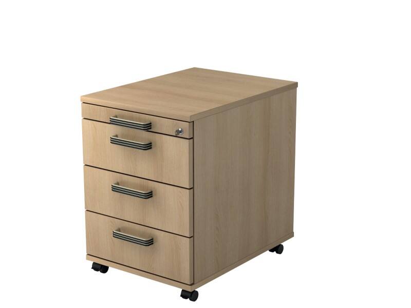 Hammerbacher Rollcontainer 4 Schübe abschließbar 428 x 580 x 590 mm Eiche