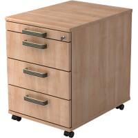 Hammerbacher Rollcontainer 4 Schübe abschließbar 428 x 580 x 590 mm Walnuss