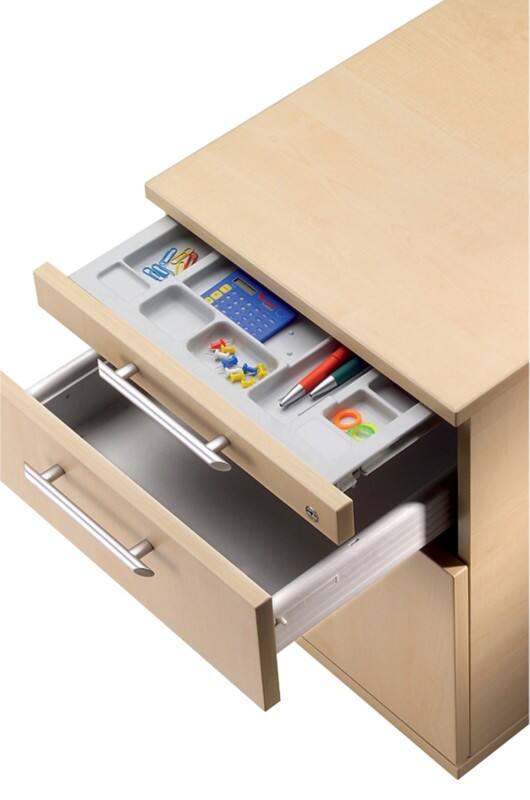 Hammerbacher Rollcontainer AC20/3 mit Aufbau Ahorn 428 x 580 x 590 mm