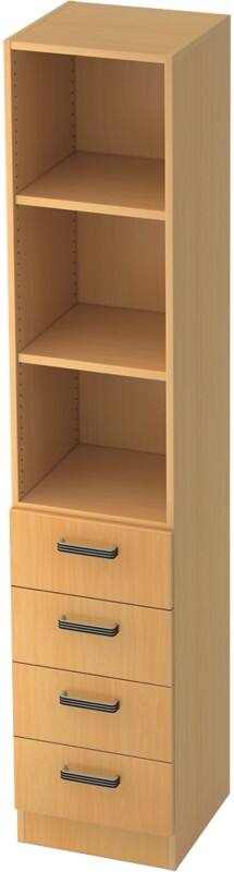 Hammerbacher Future Regalschrank Melaminharzbeschichtete Spanplatte 2 Fachböden 400 x 420 x 2.004 mm Buche Braun