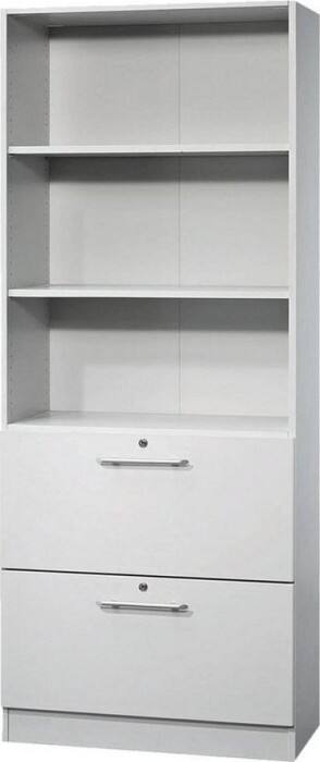 Hammerbacher Future Schrank Melaminharzbeschichtete Spanplatte 2 Fachböden abschließbar 800 x 420 x 2.004 mm Grau