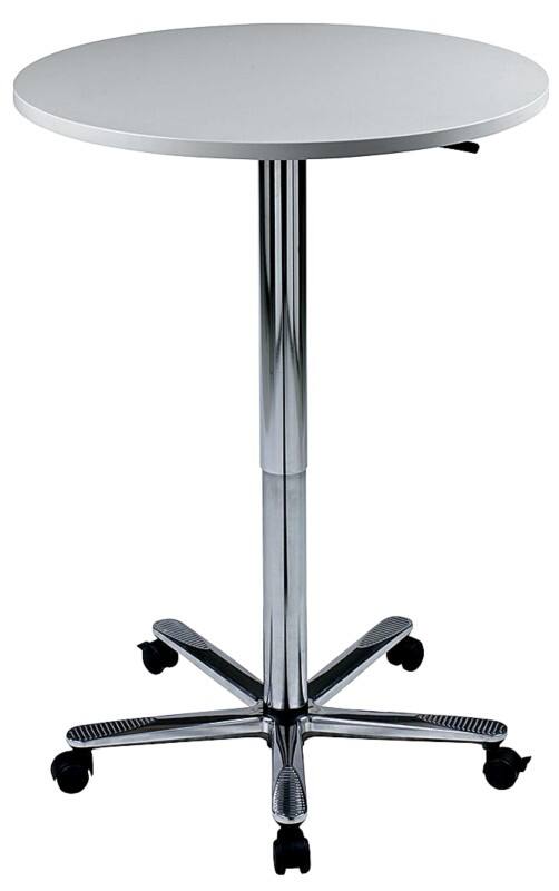 Hammerbacher VST Höhenverstellbar Stehtisch Grau Drehkreuz aus Metall 800 (B) x 800 (T) x 1.140 (H) mm Spanplatte, Kunststoff, Aluminium