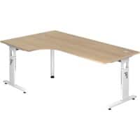 Hammerbacher VOS Höhenverstellbar Eckschreibtisch Eiche C-Fuß 2.000 (B) x 1.200 (T) x 850 (H) mm Spanplatte, Stahl
