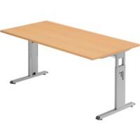 Hammerbacher VOS Höhenverstellbar Schreibtisch Buche C-Fuß 1.600 (B) x 800 (T) x 850 (H) mm Spanplatte, Stahl