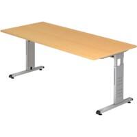 Hammerbacher VOS Höhenverstellbar Schreibtisch Buche C-Fuß 1.800 (B) x 800 (T) x 850 (H) mm Spanplatte, Stahl
