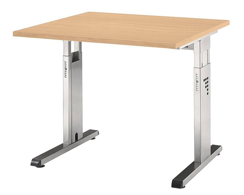 Hammerbacher VOS Höhenverstellbar Schreibtisch Buche C-Fuß 800 (B) x 800 (T) x 850 (H) mm Spanplatte, Stahl