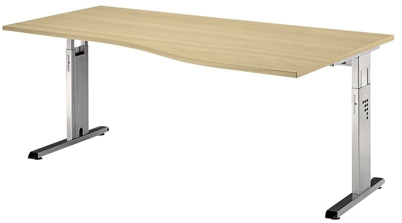 Hammerbacher VOS Höhenverstellbar Schreibtisch Ahorn C-Fuß 1.800 (B) x 1.000 (T) x 850 (H) mm Spanplatte, Stahl