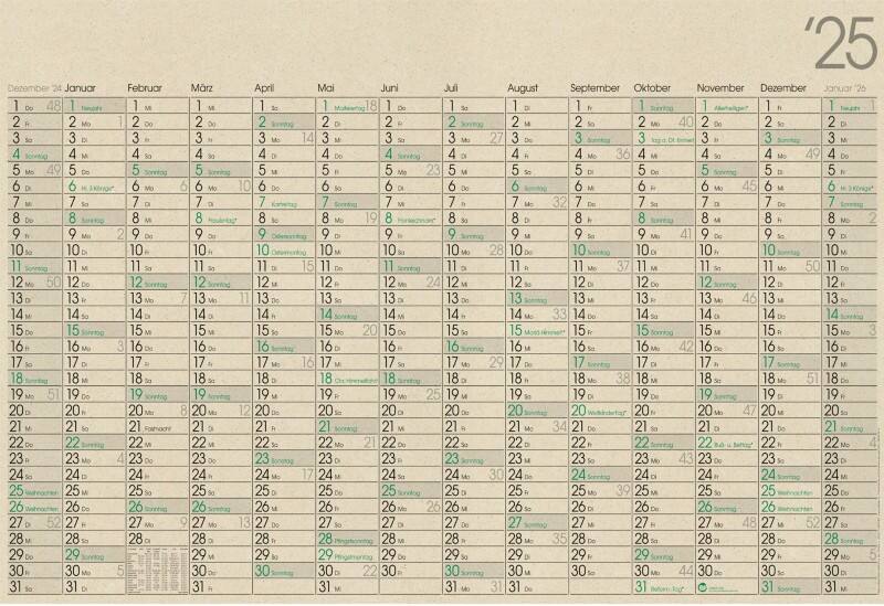 Kalender GHP14GL 2026 Papier Gelb Deutsch