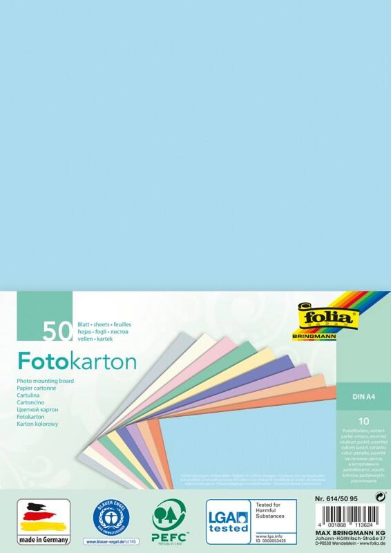 Folia Pastel A4 Farbiges Papier Färbig sortiert 300 g/m² 50 Blatt