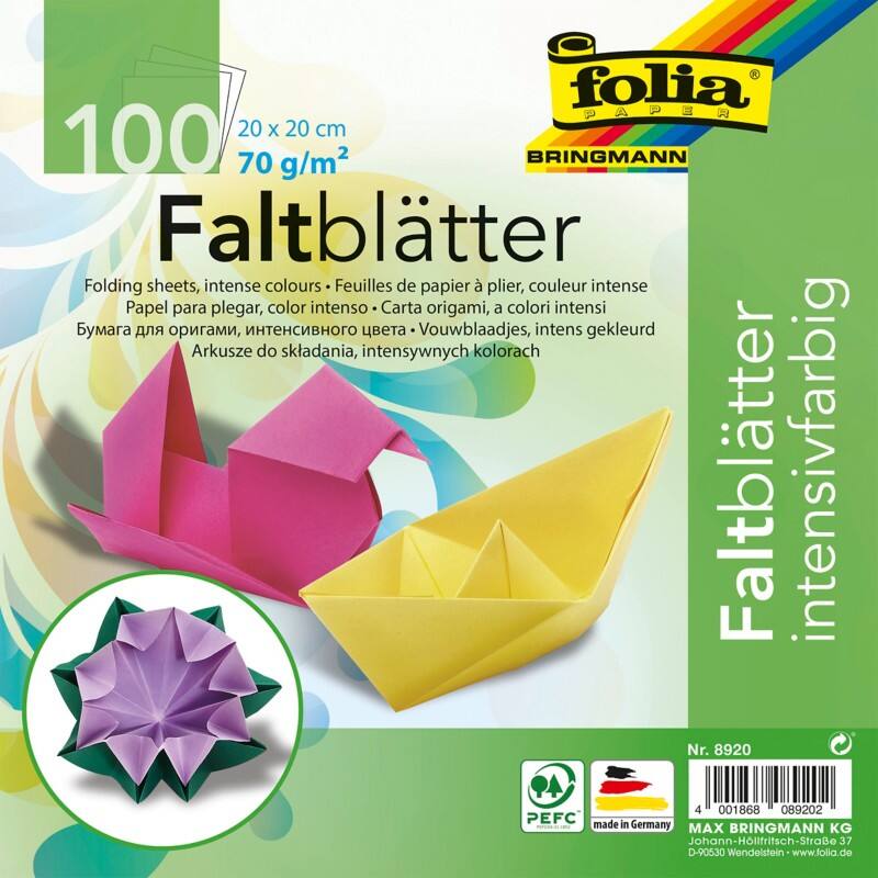 Folia Farbiges Papier Färbig Sortiert Papier 70 g/m² 8920 100 Blatt