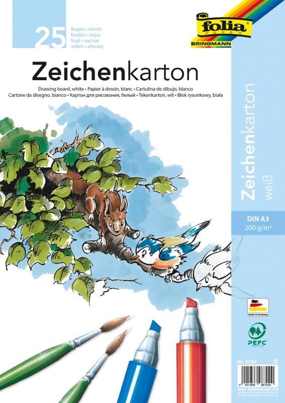 Folia Zeichenkarton Weiß Karton A3 200 g/m² 8700 25 Blatt
