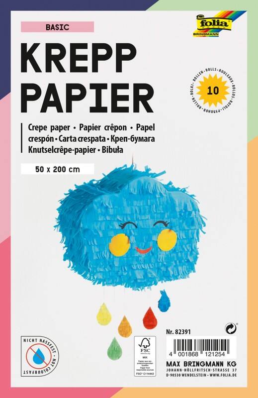 Folia Krepppapier Färbig Sortiert Krepppapier 82391 10 Rollen