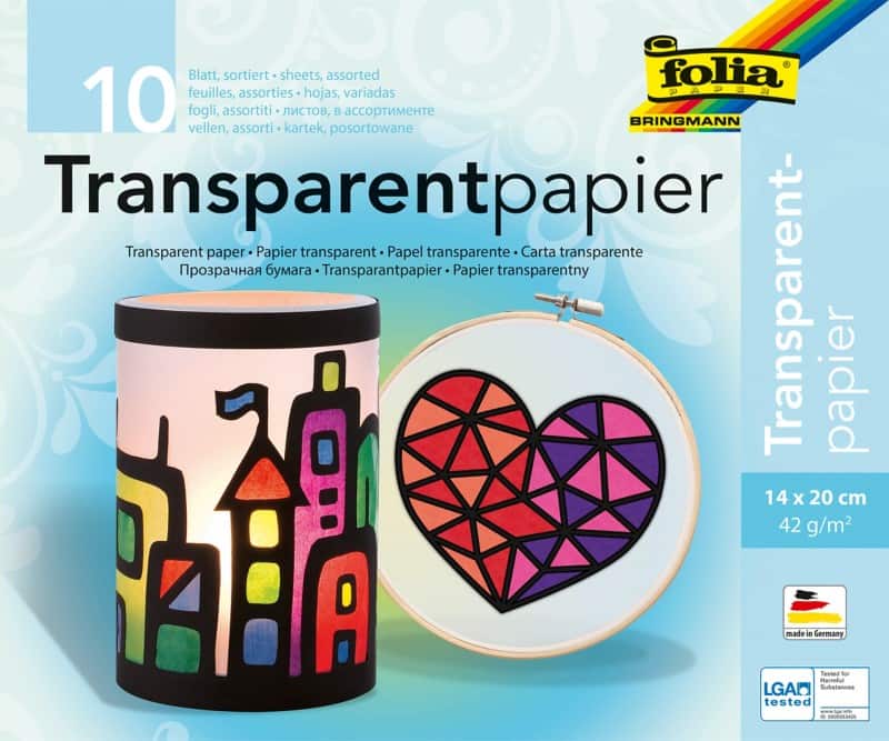 Folia Bastelpapier Färbig Sortiert Transparentpapier 42 g/m² 800 25 Stück à 10 Blatt