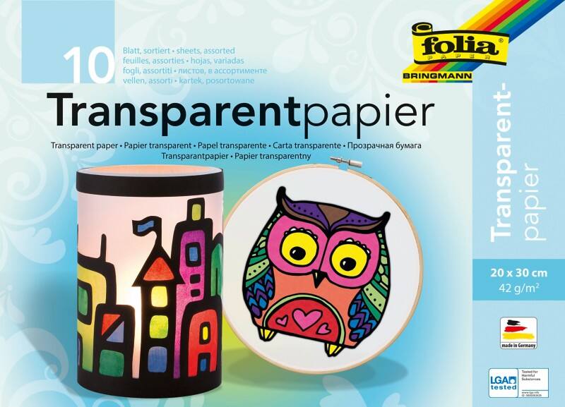 Folia Bastelpapier Färbig Sortiert Transparentpapier 42 g/m² 888 25 Stück à 10 Blatt