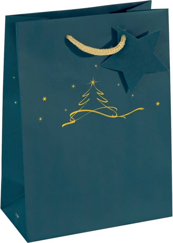Sigel Weihnachten Geschenktüte Petrolblau 17 x 9 x 23 cm 5 Stück