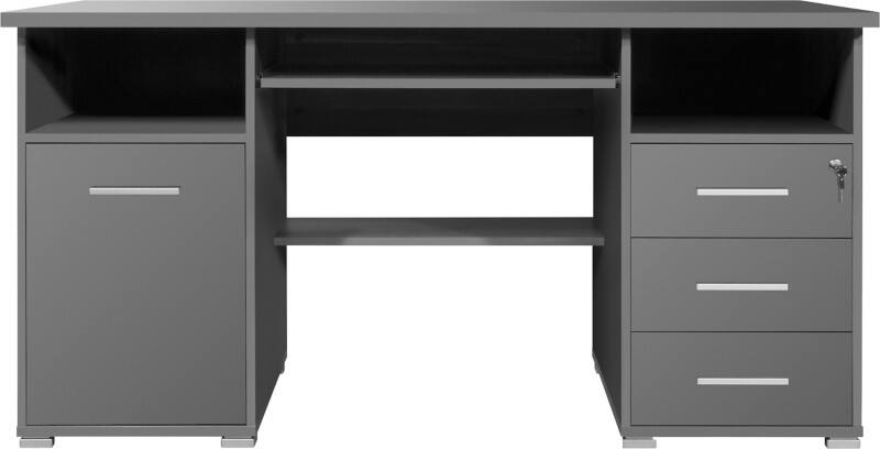 GERMANIA Homeoffice-Schreibtisch Rechteckig Anthrazit 3 Schübe 1.450 (B) x 700 (T) x 750 (H) mm Melamin