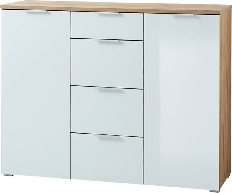 GERMANIA Sideboard 3982-242 Eiche, Weiß 1.340 (B) x 400 (T) x 1.050 (H) mm