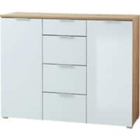 GERMANIA Sideboard 3982-242 Eiche, Weiß 1.340 (B) x 400 (T) x 1.050 (H) mm