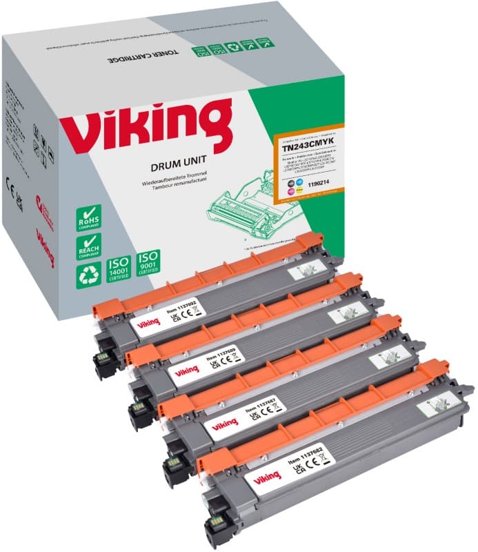 Viking TN-243CMYK Kompatibel Brother Tonerkartusche Cyan, Gelb, Magenta, Schwarz Multipack 4 Stück