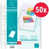 Exacompta Klarsichthüllen A4 Mattiert Transparent 0,05mm PP Up 5150E Packung mit 50 Stück