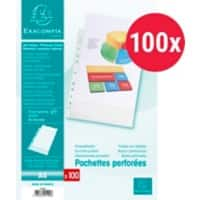 Exacompta Klarsichthüllen DIN A4 Genarbt Transparent 50 Mikron PP (Polypropylen) Oben 5100E 100 Stück