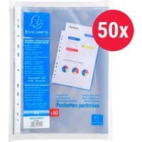 Exacompta Klarsichthüllen DIN A4 Glatt Transparent 60 Mikron PP (Polypropylen) Öffnung oben 5250E 50 Stück