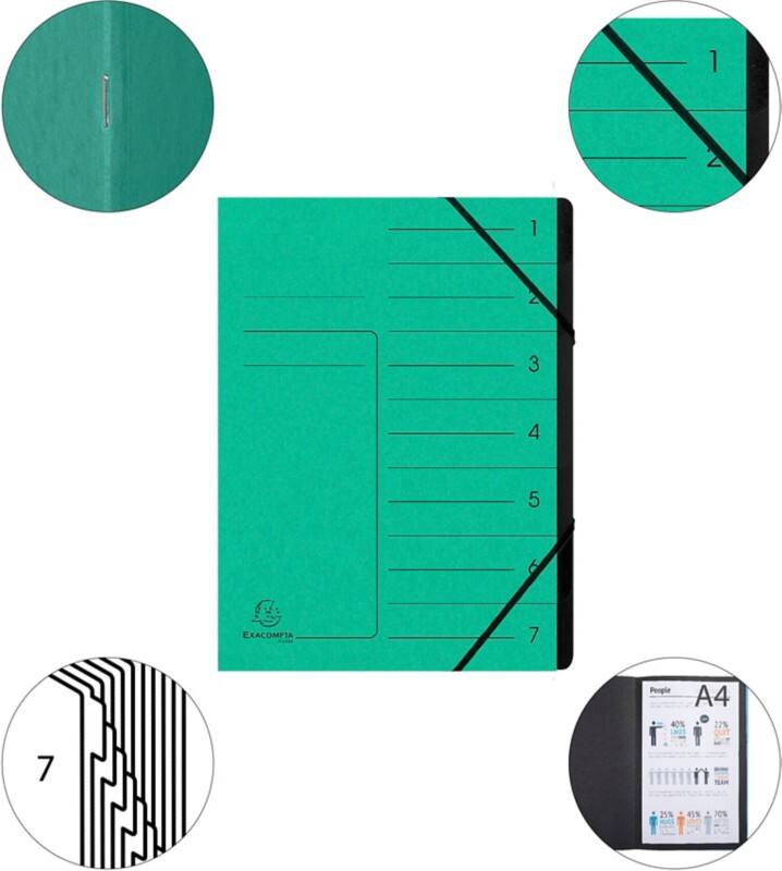 Exacompta Ordnungsmappe 541703E DIN A4 Pressspankarton meliert Grün 24,5 (B) x 0,5 (T) x 32 (H) cm 10 Stück