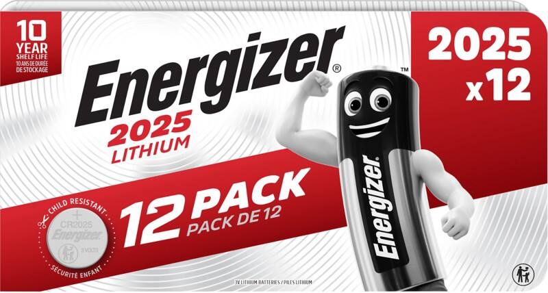 Energizer Knopfzelle CR2025 Lithium Manganese Dioxide (Li-MnO2) 3 V 12 Stück