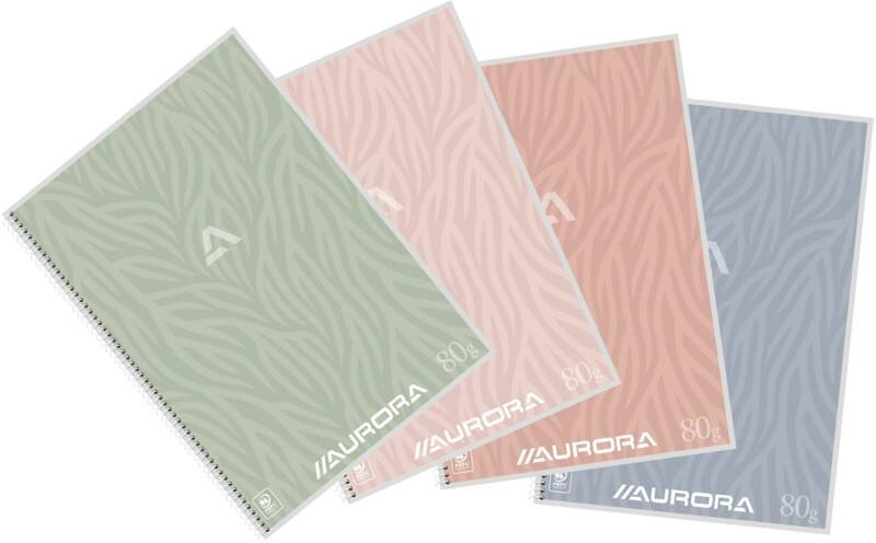 AURORA Writing 80g Notizbuch DIN A4 Liniert Spirale Seitlich gebunden Papier Softcover Farbig sortiert Nicht perforiert 120 Seiten