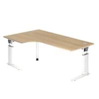 Hammerbacher VUS Höhenverstellbar Eckschreibtisch Eiche C-Fuß 2.000 (B) x 1.200 (T) x 860 (H) mm Spanplatte, Stahl