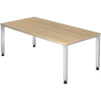 Hammerbacher VQS Höhenverstellbar Schreibtisch Eiche 4 Metallfüße 2.000 (B) x 1.000 (T) x 810 (H) mm Spanplatte, Stahl