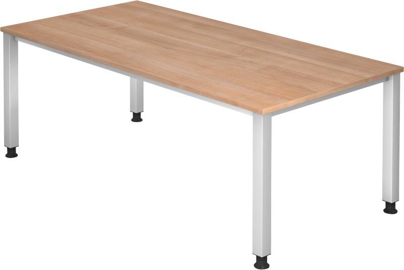 Hammerbacher VQS Höhenverstellbar Schreibtisch Walnuss 4 Metallfüße 2.000 (B) x 1.000 (T) x 810 (H) mm Spanplatte, Stahl