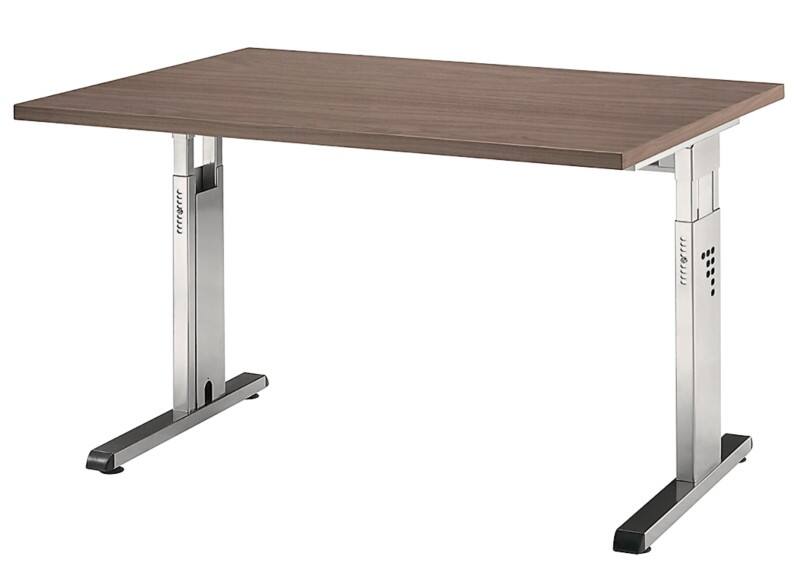 Hammerbacher VOS Höhenverstellbar Schreibtisch Walnuss C-Fuß 1.200 (B) x 800 (T) x 850 (H) mm Spanplatte, Stahl