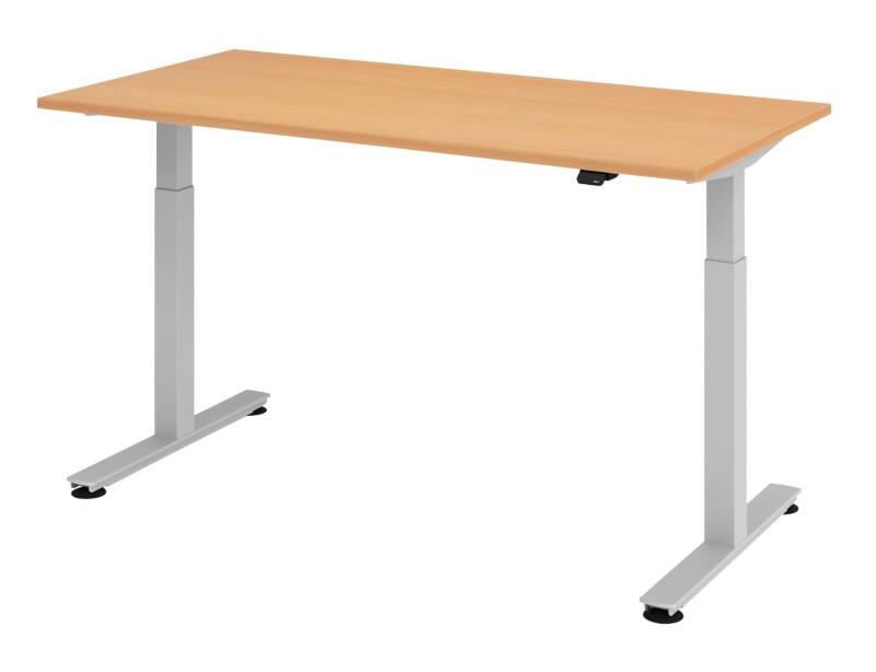 Hammerbacher VXMST Elektrisch Höhenverstellbar Sitz-Stehschreibtisch Buche T-Fuß 1.600 (B) x 800 (T) x 1.200 (H) mm Spanplatte, Stahl