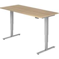 Hammerbacher Sitz-Stehschreibtisch XDSM Eiche, Silber 1.800 x 800 x 800 x 620 - 1.270 mm