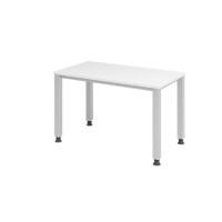 Hammerbacher Höhenverstellbarer gerader Schreibtisch mit 4 Füßen Express Q Weiß, Silber 1.200 x 672 x 685 - 810 mm