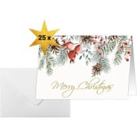 Sigel Weihnachtskarte 21,1 x 15,1 cm Grün, Rot 25 Stück