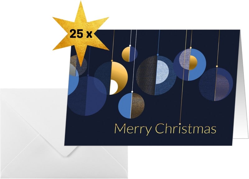 Sigel Weihnachtskarte 21,1 x 15,1 cm Blau, Gold 25 Stück