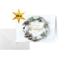 Sigel Weihnachtskarte 21,1 x 15,1 cm Grün, Weiß 25 Stück