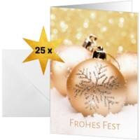 Sigel Christmas joy Weihnachtskarte 21,1 x 15,1 cm Gold, Weiß 25 Stück
