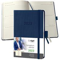 Sigel Tagebuch C2363 2023 DIN A6 1 Woche/2 Seiten Kunststoff, Papier 4 Sprachen (Deutsch, Englisch, Französisch, Niederländisch) Mitternachtsblau