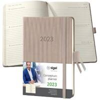 Sigel Tagebuch C2361 2023 DIN A6 1 Woche/2 Seiten Kunststoff, Papier 4 Sprachen (Deutsch, Englisch, Französisch, Niederländisch) Taupe