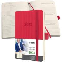 Sigel Tagebuch C2335 2023 DIN A6 1 Woche/2 Seiten Kunststoff, Papier 4 Sprachen (Deutsch, Englisch, Französisch, Niederländisch) Rot